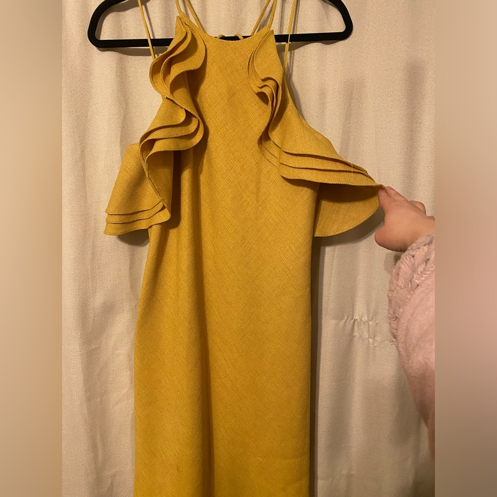 Badgley Mischka One Shoulder Yellow Dress